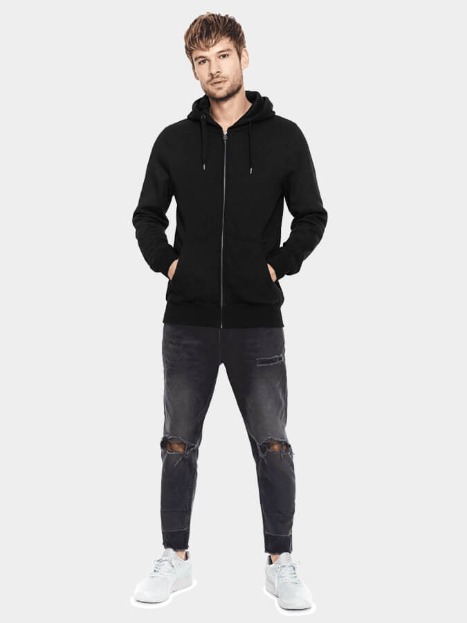 Men's Organic Cotton Zip-Up Hoodie for Yoga & Gym - Breathable & Comfortable Workout Jacket for Men - Perfect for Yoga Studios, Running & Casual Wear