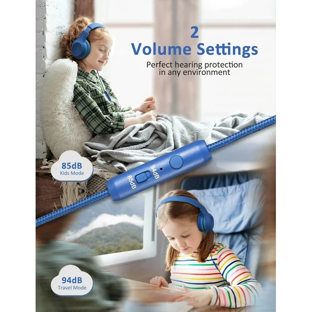 Best Kids Headphones for School, Home & Travel - Foldable Wired Headphones with Microphone & Sound Sharing Function | Perfect for Online Classes, Gaming & Family Trips