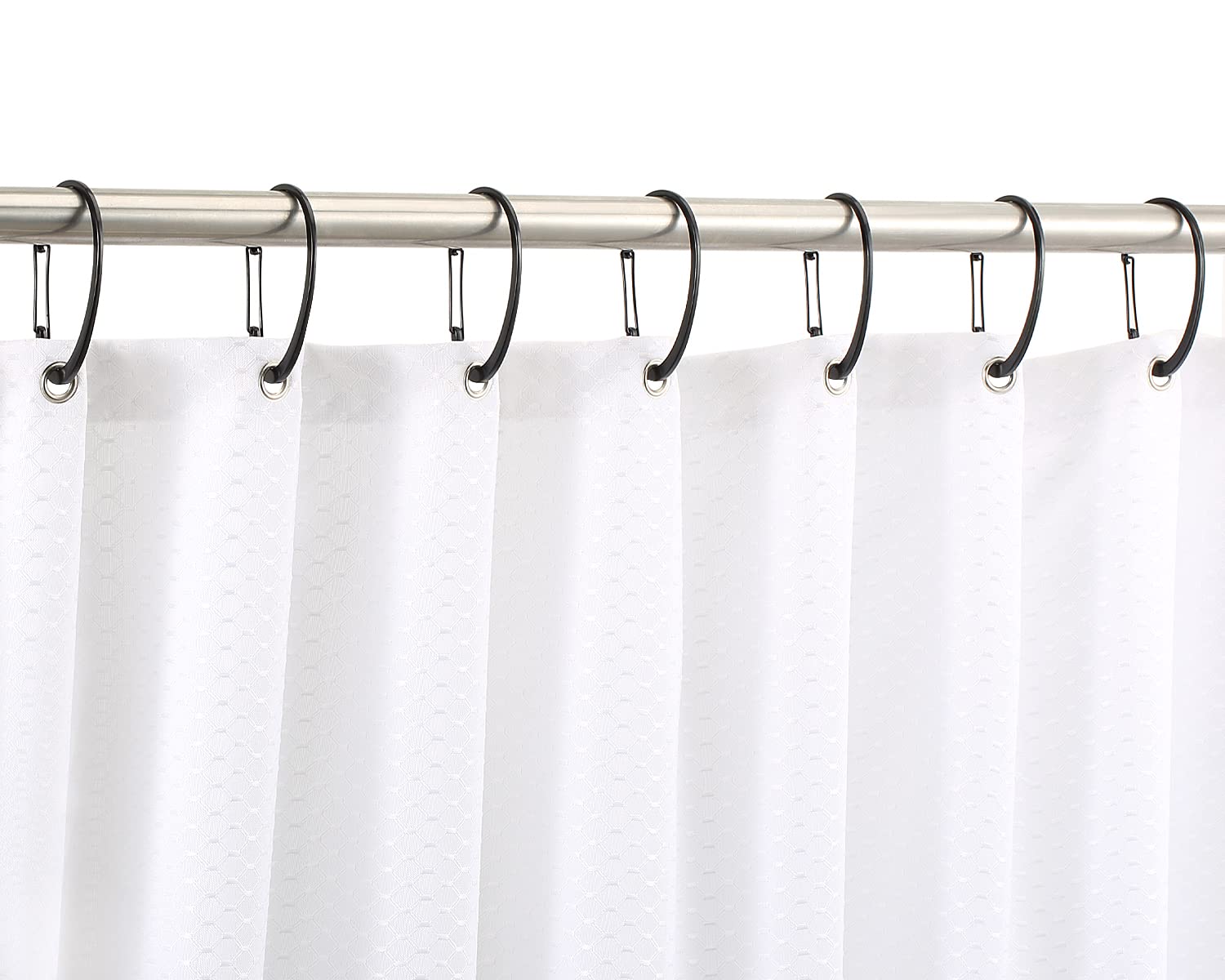 Rustproof Black Shower Curtain Rings - 12 Pack D-Shaped Hooks for Bathroom Decor, Heavy Duty Shower Rod Hangers - Perfect for Bathroom, Spa, and Hotel Use