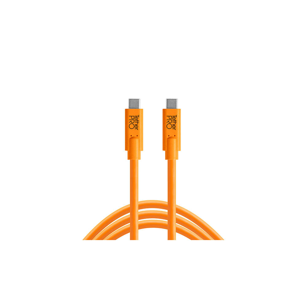 TetherPro 4.6m (15ft) USB C to USB C Cable - High Visibility Orange Braided Nylon - Fast Charging & Data Sync for iPhone 15, MacBook, iPad Pro, Galaxy S23 | Home, Office, Travel Use