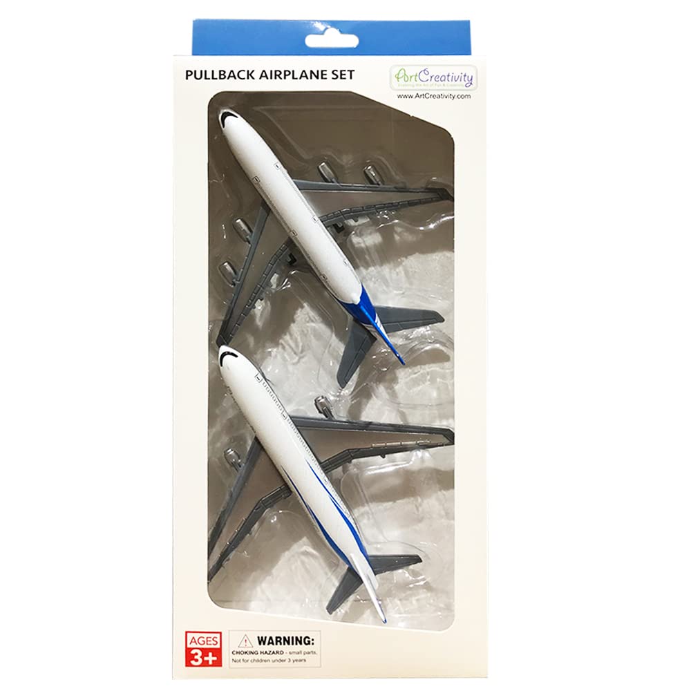 ArtCreativity Pullback Airplane Toys for Kids - Set of 2 Diecast 5 Inch Pull Back Planes, Fun Birthday Party Favors & Goodie Bag Fillers | Perfect Gift for Boys and Girls | Great for Indoor Play, Travel & STEM Learning