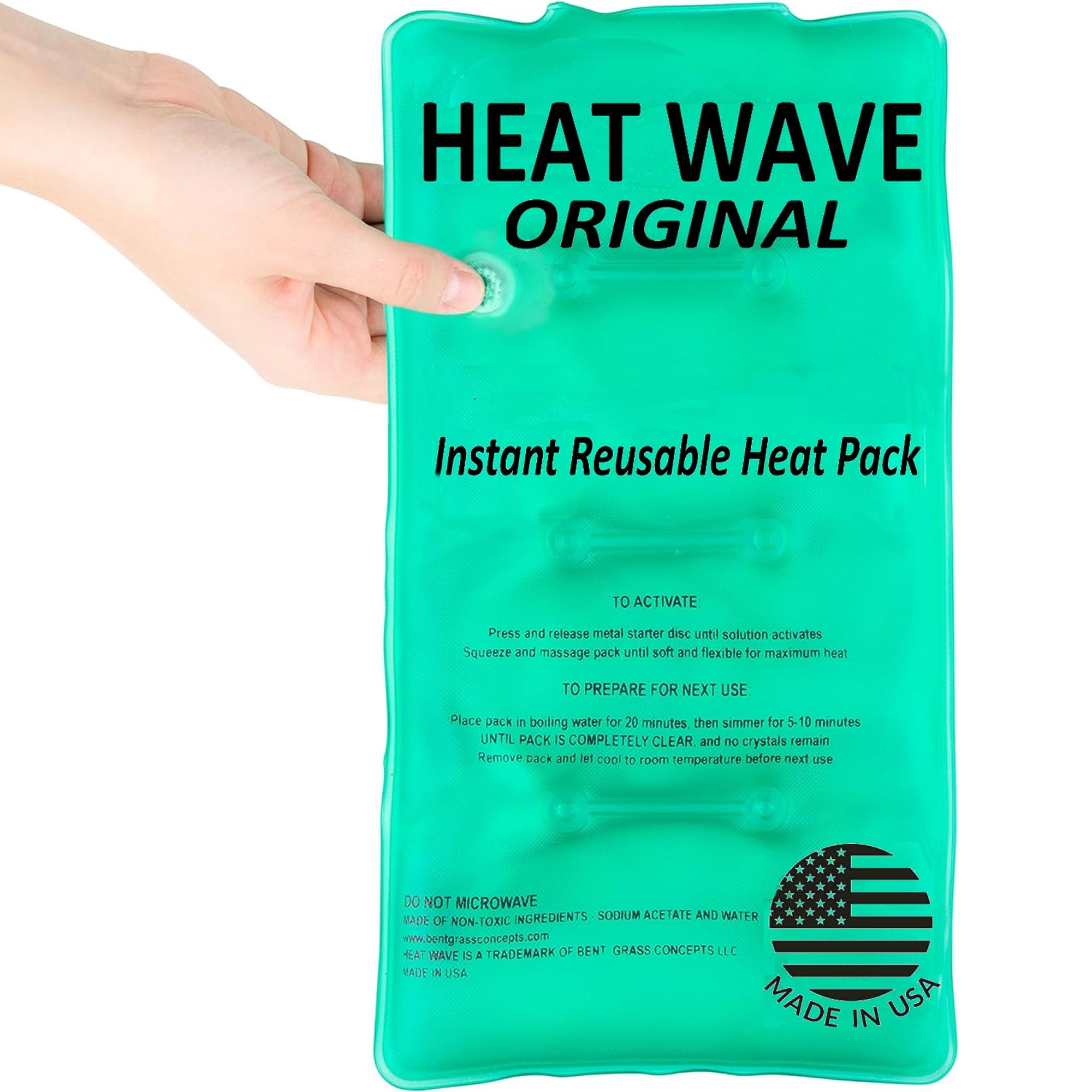 Heat Wave Instant Heat Packs Medium (5x9”) - Medical Grade Reusable Hot Pack for Muscle Pain Relief in Back, Shoulder, Arm & Hand - Click Heat Therapy for On-the-Go Pain Management - Made in USA - Perfect for Athletes, Office Workers & Chronic Pain Sufferers