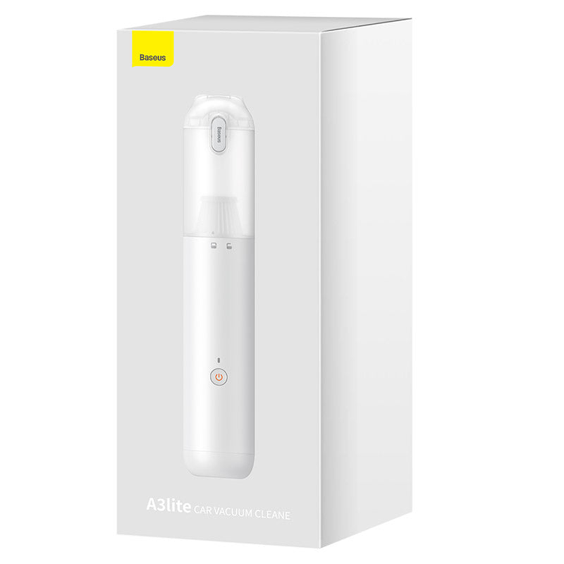 Baseus A3 Lite White Cordless Car Vacuum Cleaner - Powerful Portable Handheld Vacuum for Car, Home & Office Cleaning