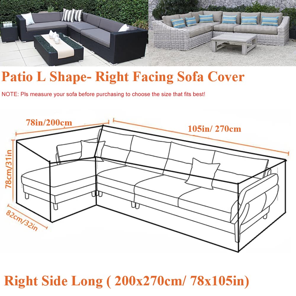 Waterproof 420D Heavy Duty Outdoor Sofa Cover - L Shaped Sectional Couch Protector for Patio, Garden Furniture - Weatherproof with Handles (Perfect for Rain, Sun Protection & Outdoor Use)