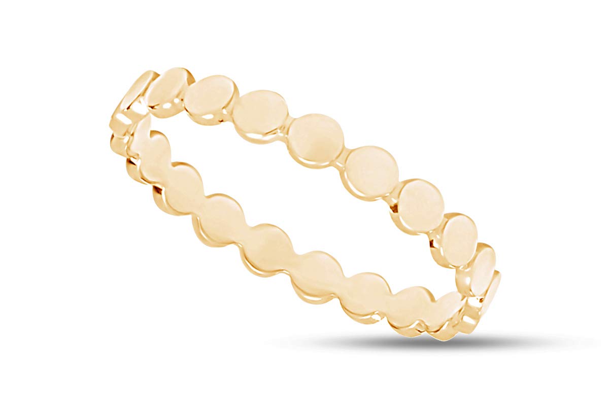 10k Gold AFFY Flat Beaded & Dotted Engagement Wedding Ring Band - Elegant Jewelry Gift for Women, Brides, Anniversaries & Special Occasions