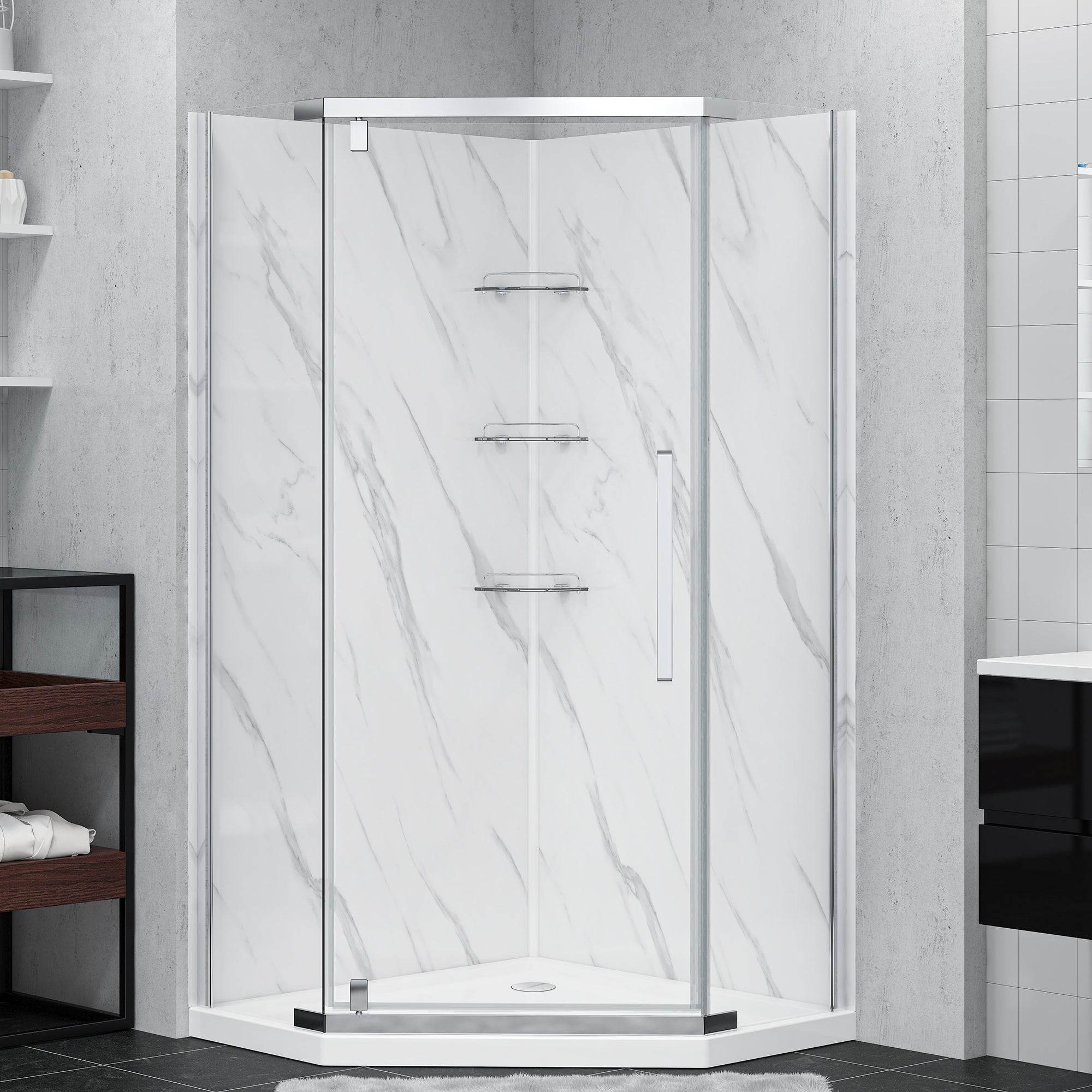 Capri Neo Angle Shower Kit - Black, Chrome & Brushed Nickel Finish | Modern Bathroom Fixture for Spa-Like Shower Experience | Perfect for Home Renovation & Luxury Bathroom Upgrade