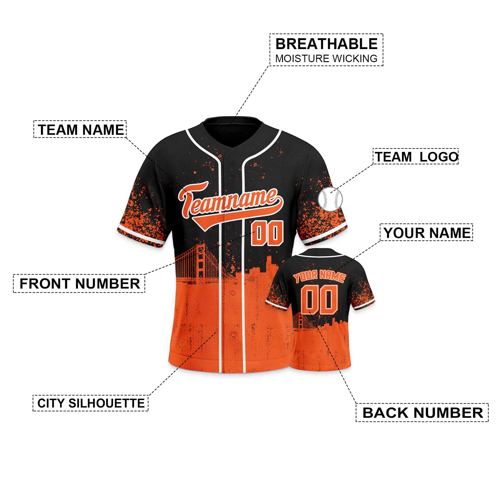 Custom Baseball Jersey - Personalized Graffiti Printed/Stitched Shirt for Men, Women & Youth | Baseball Fan Apparel | Game Day, Team Uniform & Streetwear Fashion