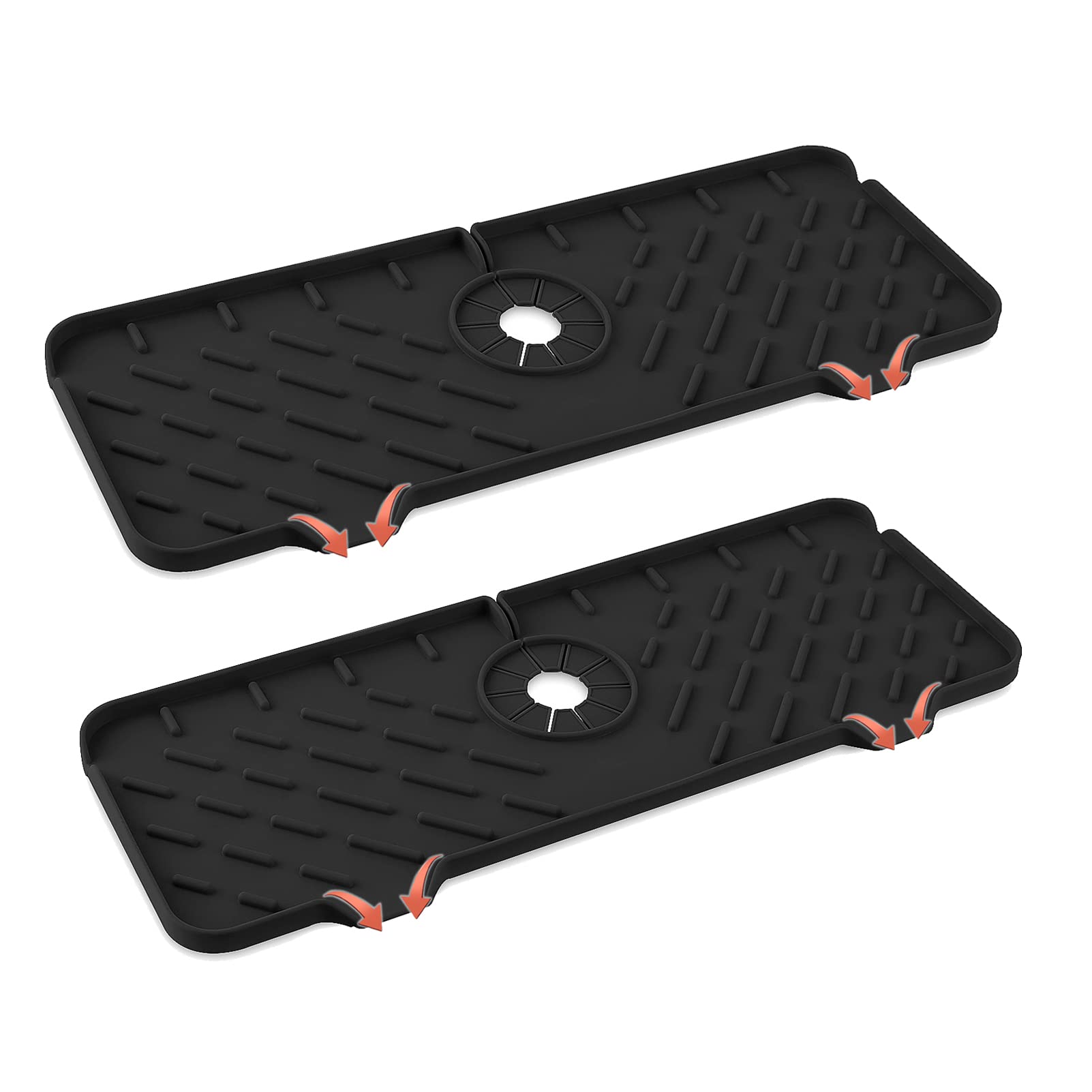 2 Pack Silicone Sink Splash Guard - Kitchen & Bathroom Faucet Mat for Drying Dishes