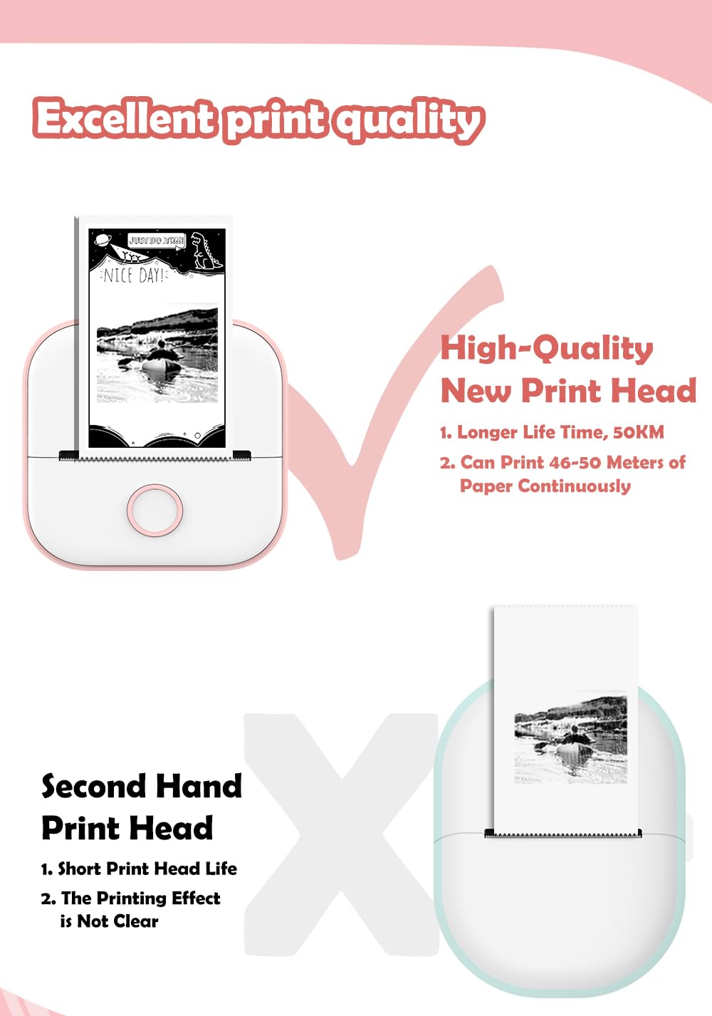 Mini Portable Sticker Printer - Bluetooth Thermal Photo Sticker Maker Machine with 3 Rolls Sticky Paper for DIY Crafts, Scrapbooking & Labeling (White) - Perfect for Home, Office & School Use