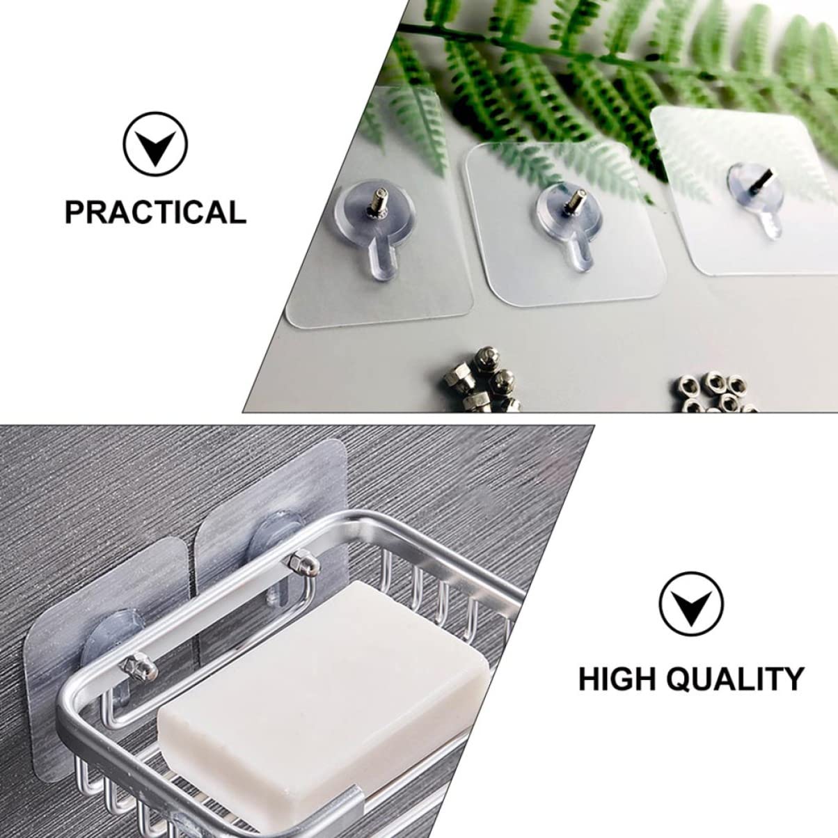 Baluue 40-Pack Transparent Adhesive Wall Hooks - No Screw, No Trace Picture Hanging Hooks for Kitchen, Bathroom & Home Organization - Strong Sticker Hangers for Photos, Decor, Towels & Utensils