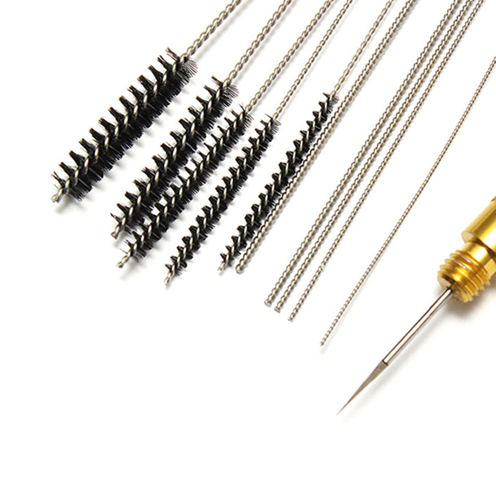 11Pcs Airbrush Cleaning Kit with Golden Wash Needle, Cleaning Needles & Brushes - Professional Airbrush Gun Nozzle Cleaner Tools for Body Painting, Tattoo & Makeup - Perfect for Artists, Hobbyists & DIY Projects