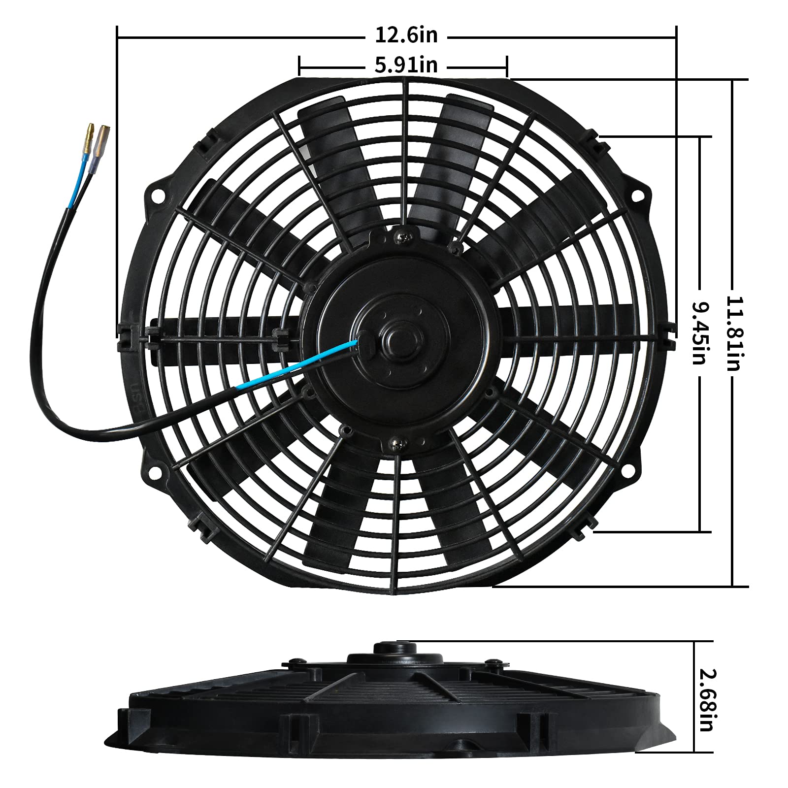 Upgrade Universal 12 Inch Electric Radiator Cooling Fan with Mount Kit - Set of 2 Puller Fans for Car, Truck & SUV Engine Cooling System - High Performance Aluminum Blade for Better Heat Dissipation