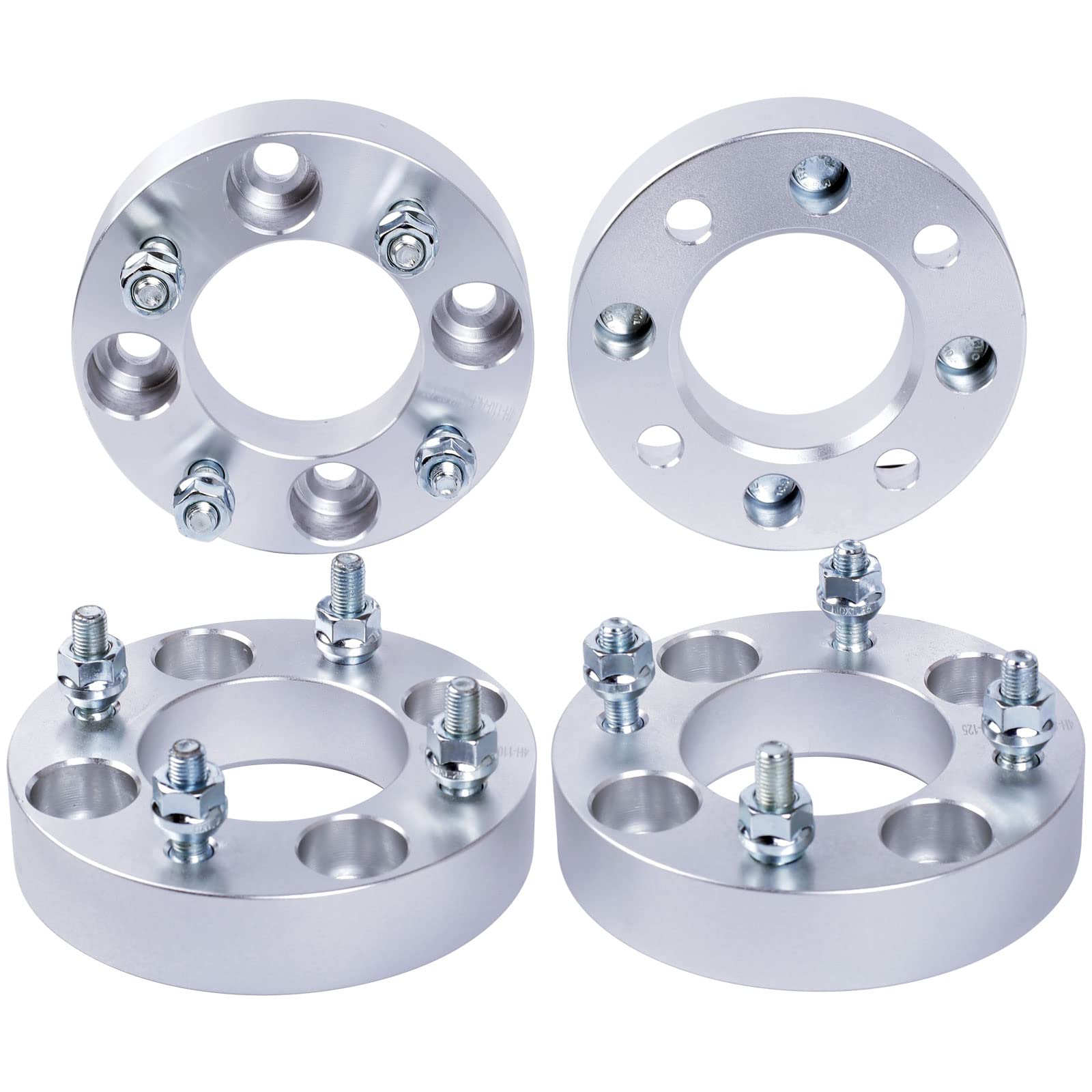 DCVAMOUS 4PC 4x110 ATV UTV Wheel Spacers 1.25 Inch with 10x1.25 Studs 74.1mm Center Bore - Compatible with Honda Yamaha Suzuki Kawasaki Rancher Foreman Grizzly Big Bear 300 350 400 King Quad 450 500 700 - Enhance Off-Road Performance & Stability for Trail Riding & Mudding