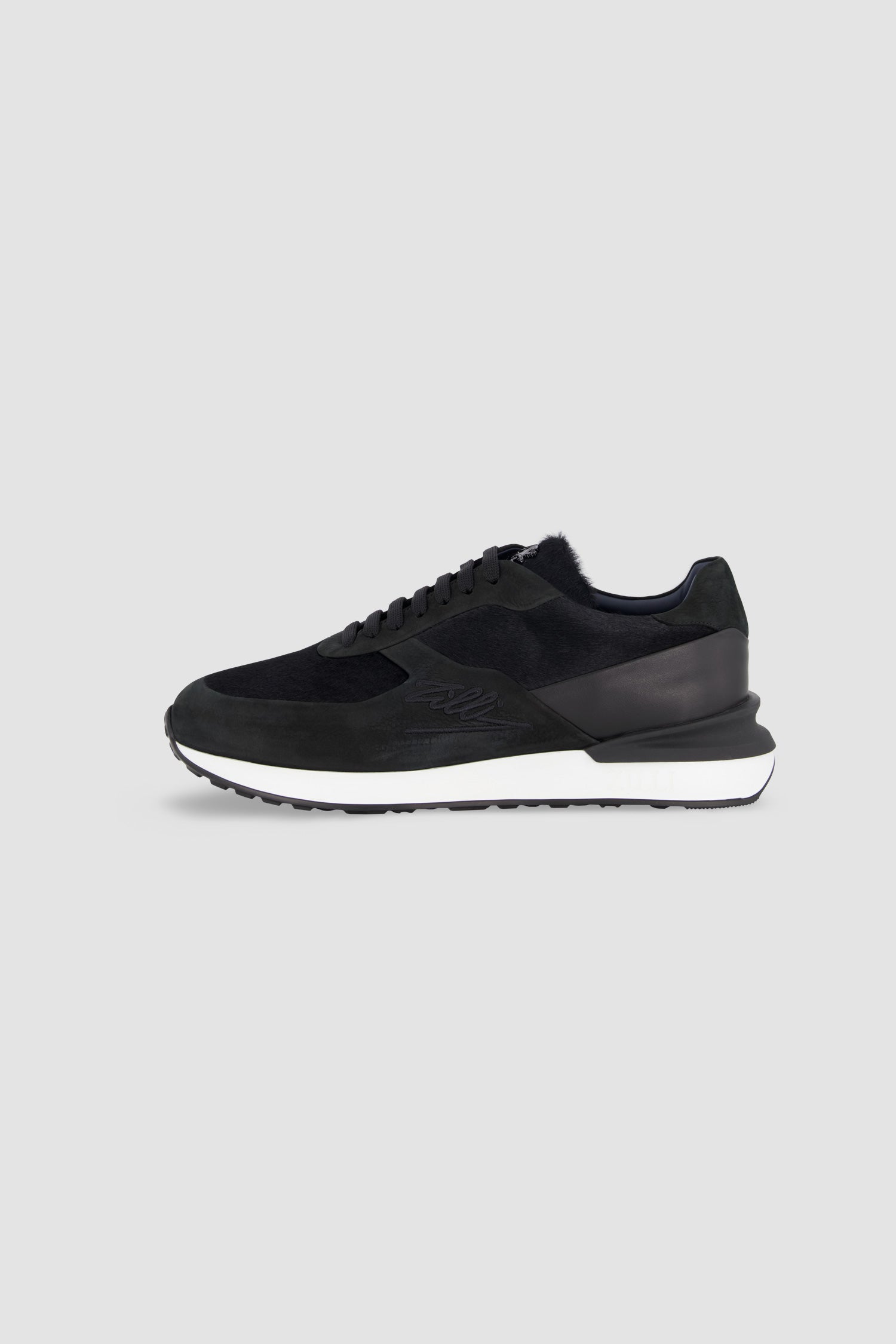 Zilli Black Leather and Suede Sneakers for Men - Comfortable Casual Shoes for Walking, Travel & Everyday Wear