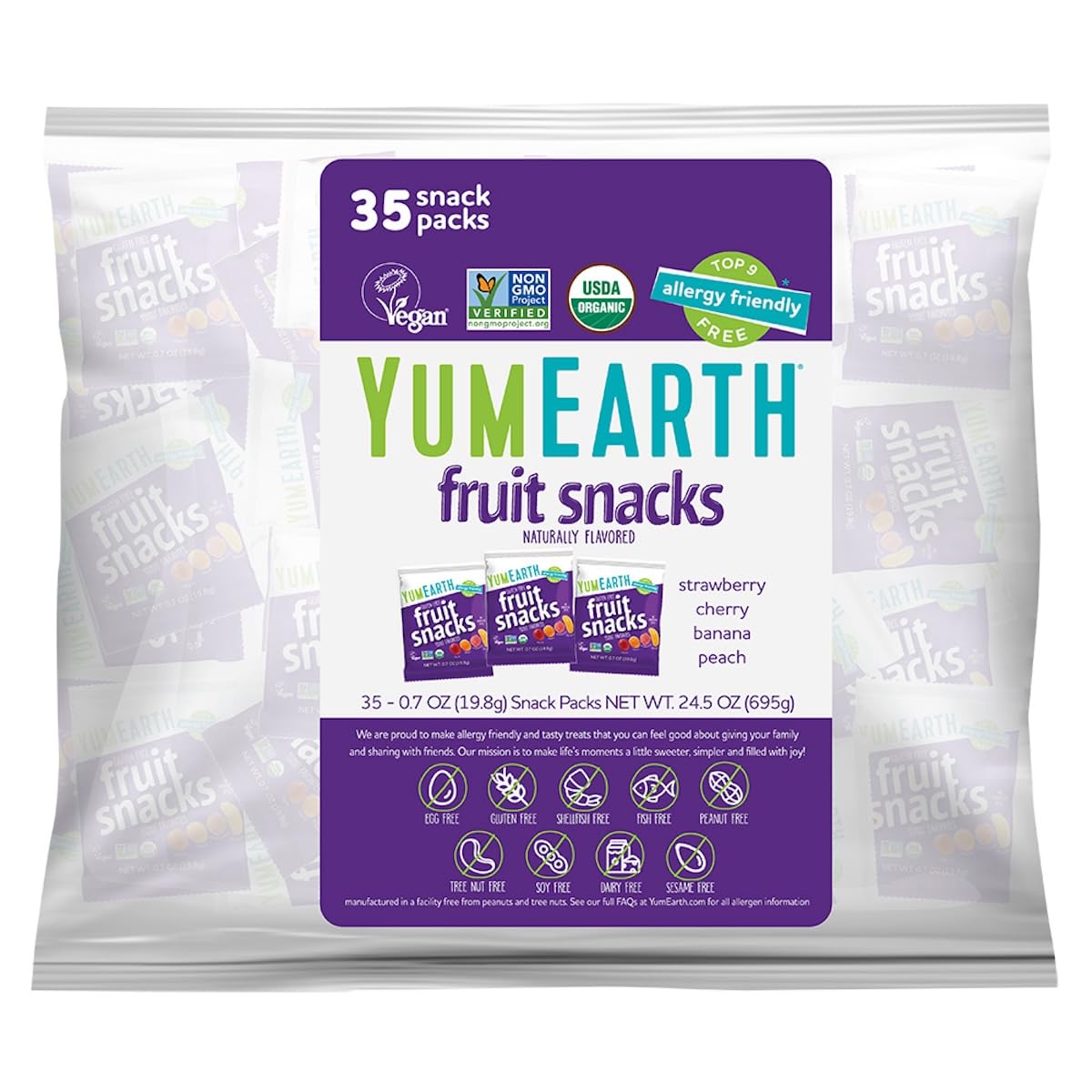 YumEarth Organic Fruit Snacks - 35 Count Pack | Gluten Free, Vegan & Non-GMO | Healthy Kids Snacks for Lunch Box, School & On-The-Go