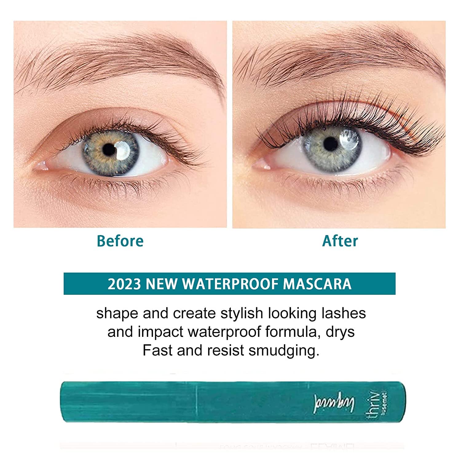 Thrive Liquid Lash Extensions Mascara - Volumizing & Lengthening Waterproof Mascara for Thick, Long Lashes | Sweatproof & Smudgeproof (Rich Black, 10.7g/0.38oz) | Perfect for Daily Wear, Special Occasions & Gym Workouts