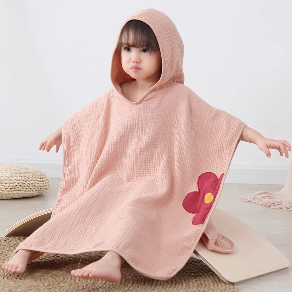 Soft Cotton Gauze Kids Hooded Cloak Bath Towel - Absorbent Swim Hooded Bathrobe for Boys & Girls - Perfect for Beach, Pool & After-Swim Wrap