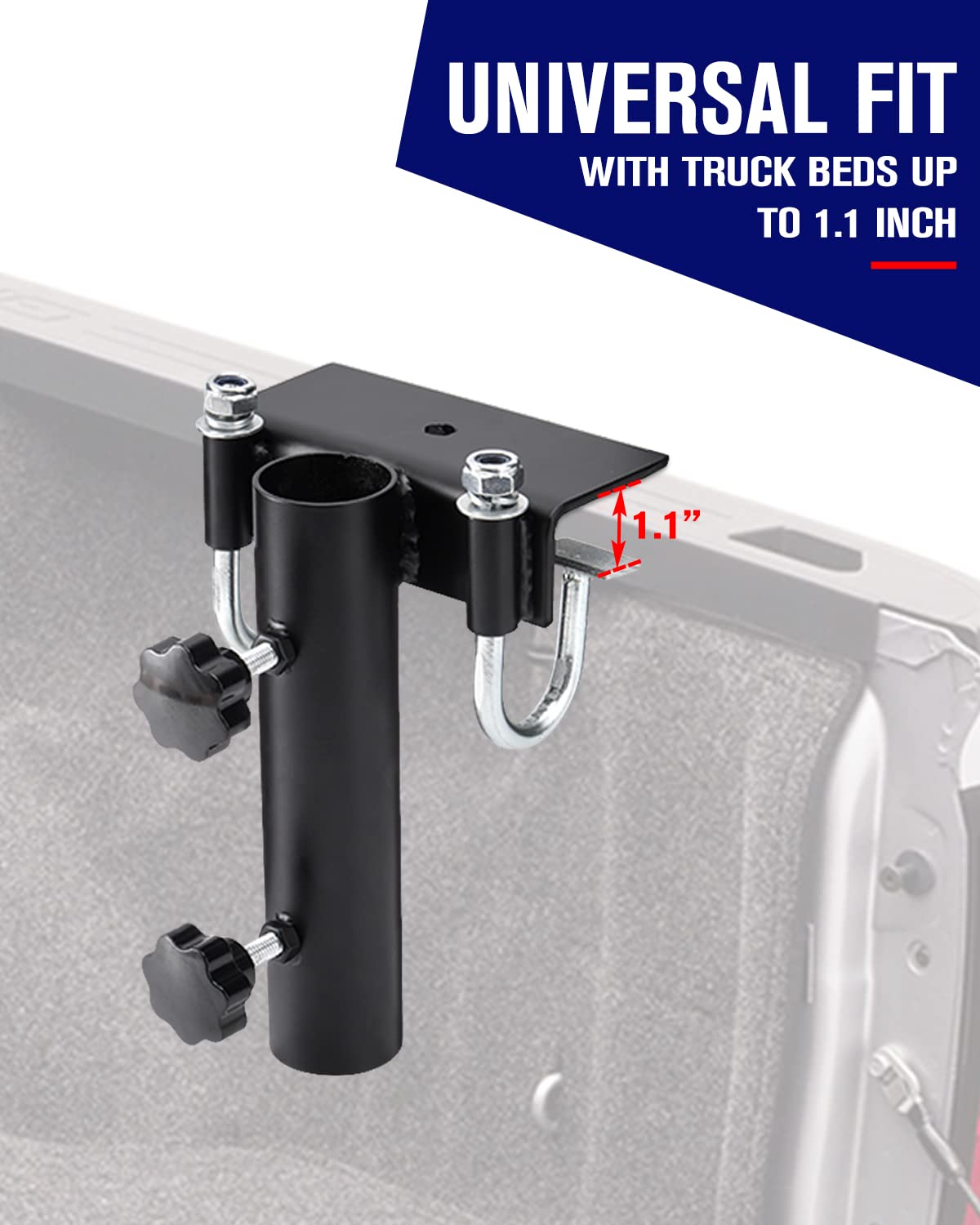Universal No Drill Truck Bed Flag Pole Mount - Fits 1.5