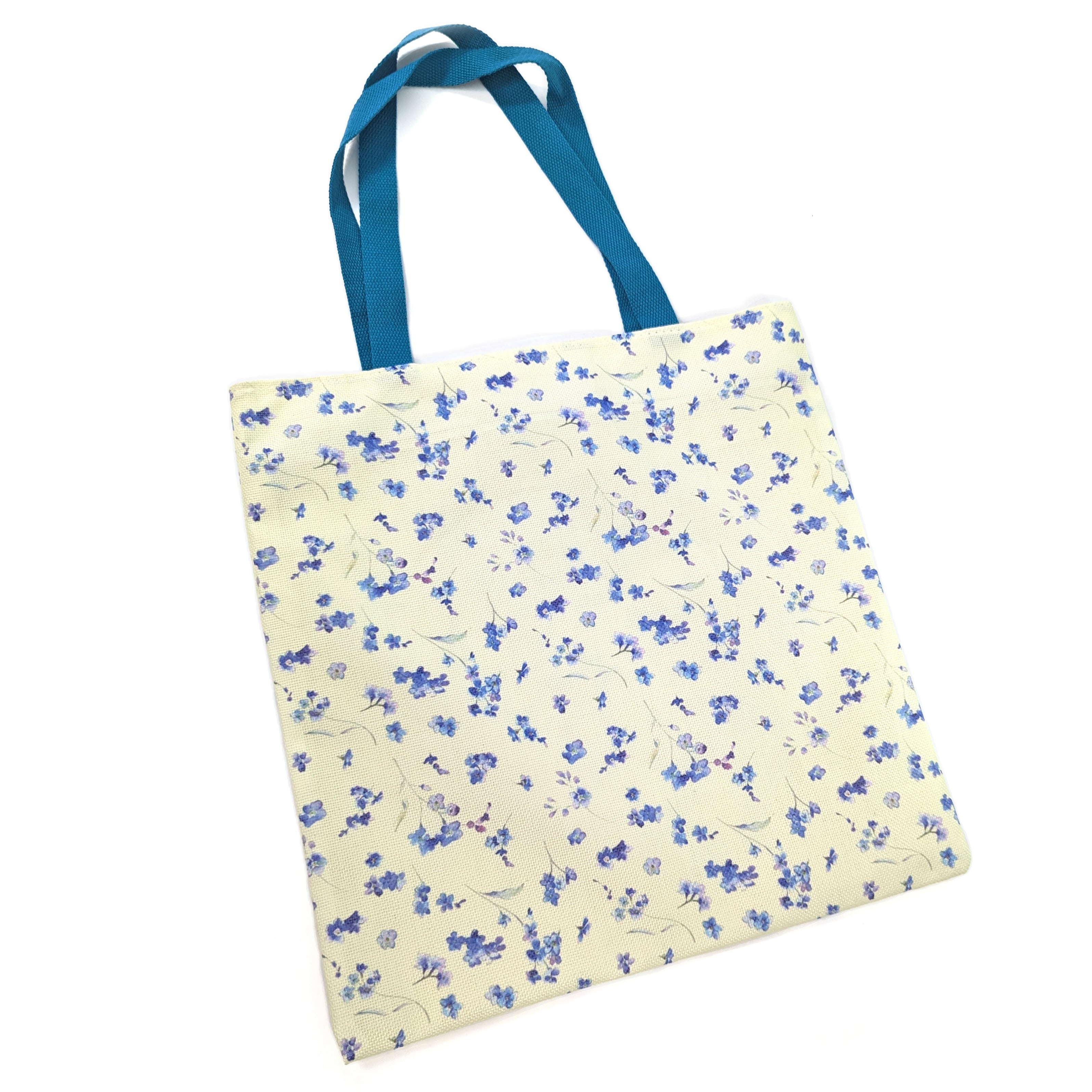 Yellow Forget Me Not Shoulder Shopping Bag - Stylish Reusable Grocery Tote for Women, Perfect for Grocery Shopping, Beach, Travel & Daily Use
