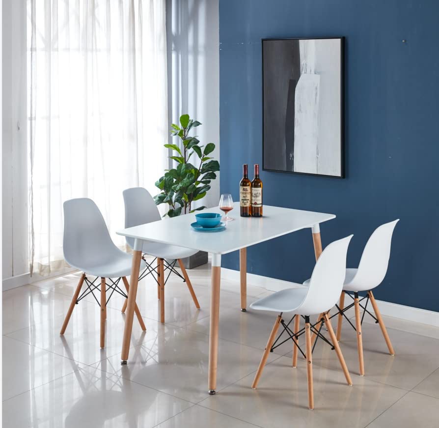 5-Piece Modern Wood Dining Table Set for 4 - White Kitchen & Dining Room Furniture with Table & 4 Chairs | Perfect for Small Spaces, Apartments, and Cozy Family Meals