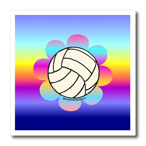 3D Rose HT-12405-2 Volleyball Flower on Rainbow Heat Transfer Iron-On Patch, 6x6 Inch - Perfect for DIY T-Shirts, Tote Bags & Sports Team Apparel Customization