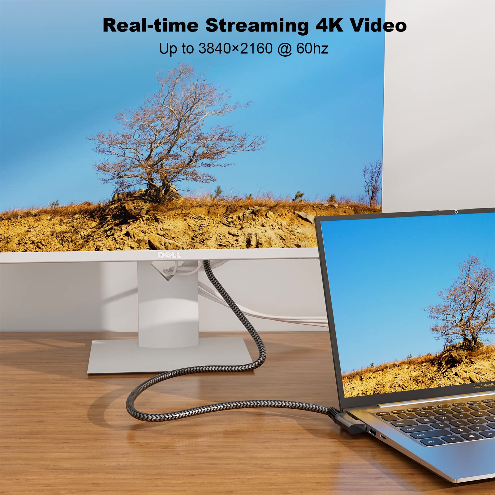 CAKOBLE USB C Cable 2m 100W 4K@60Hz for MacBook Pro & Samsung Galaxy - Fast Charging & Video