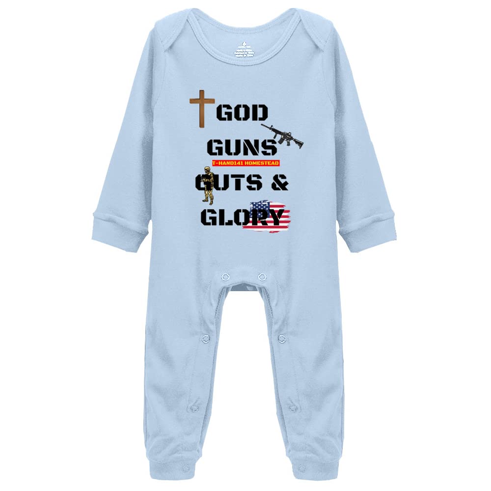Snagminio God Guns Guts Letter Print Baby Onesie - Cute Cotton Bodysuit for Newborns & Infants - Perfect for Casual Wear, Photo Shoots & Family Outings