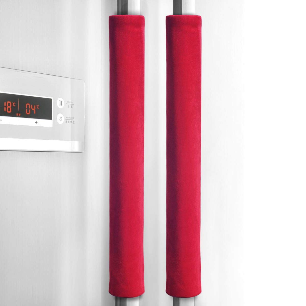 VOSAREA 2-Pack Non-Slip Refrigerator Door Handle Covers - Anti-Skid Kitchen Appliance Protectors for Fridge, Microwave & Dishwasher (Red) - Perfect for Home Kitchen Safety & Grip Enhancement