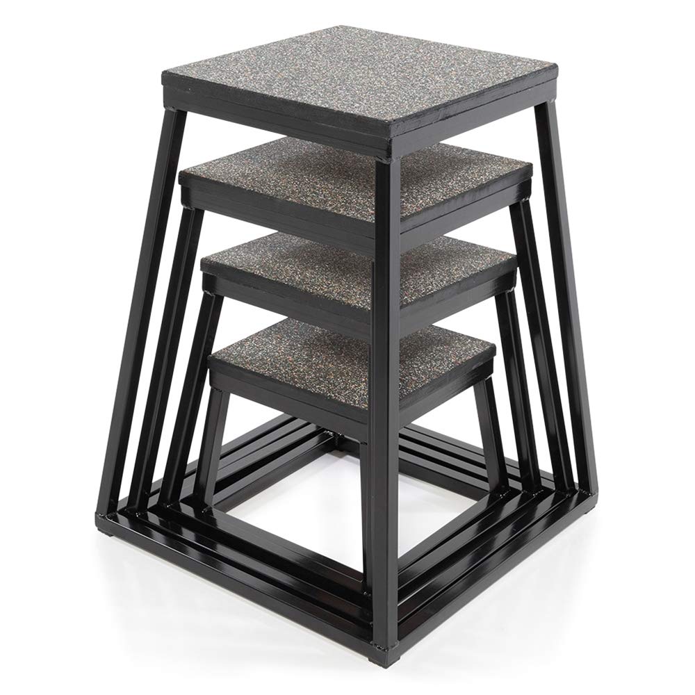 Black Power Plyo Boxes for CrossFit & Home Gym - Adjustable Height Plyometric Box Set or Single - Perfect for Jump Training, HIIT & Strength Workouts