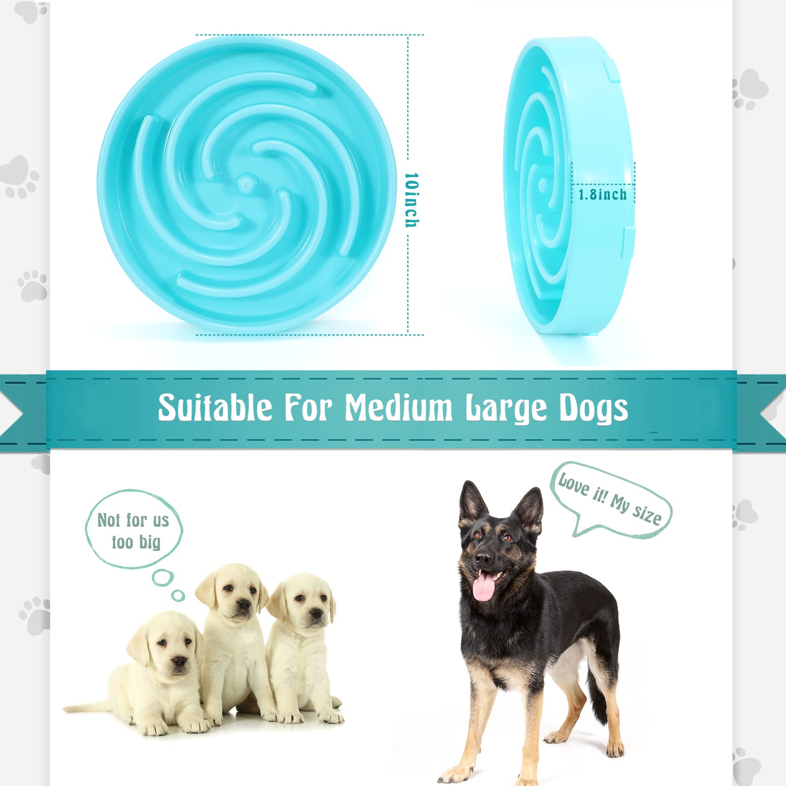 Slow Feeder Dog Bowl for Large & Medium Dogs - Non-Slip Maze Puzzle Design to Prevent Bloat & Choking - Interactive Pet Feeding Dish for Healthy Eating - Perfect for Fast Eaters & Mealtime Enrichment - Blue