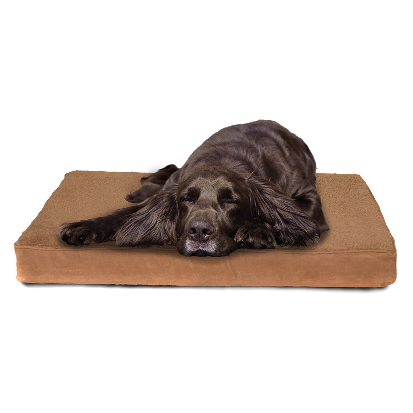 Furhaven Cooling Gel Dog Bed for Large & Medium Dogs - Removable Washable Cover, Orthopedic Support for Pets Up to 55 lbs - Terry & Suede Mattress in Espresso (Large) - Perfect for Hot Weather & Joint Pain Relief