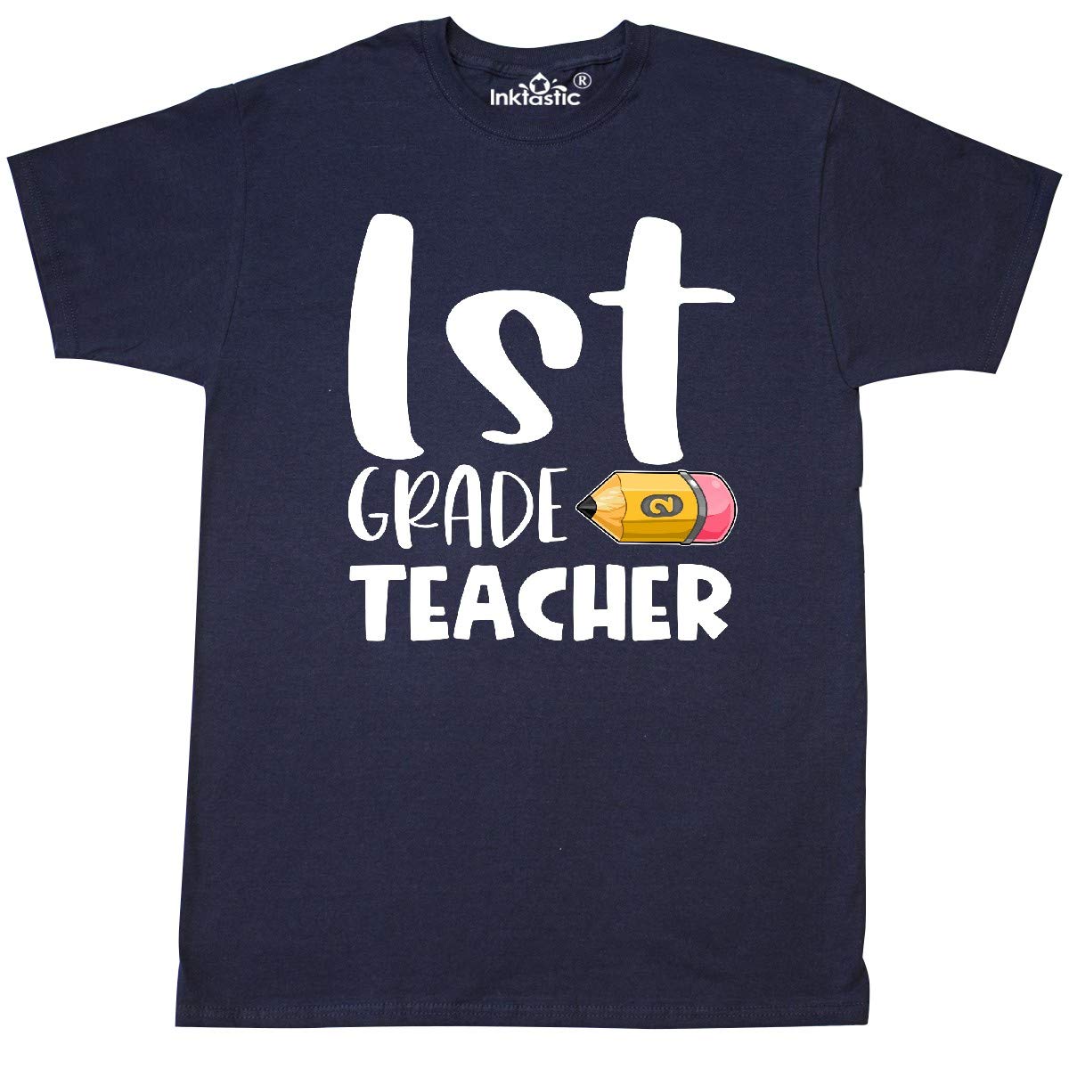 Inktastic First Grade Teacher Pencil Graphic T-Shirt - Fun & Comfortable Teaching Apparel for Educators & School Staff