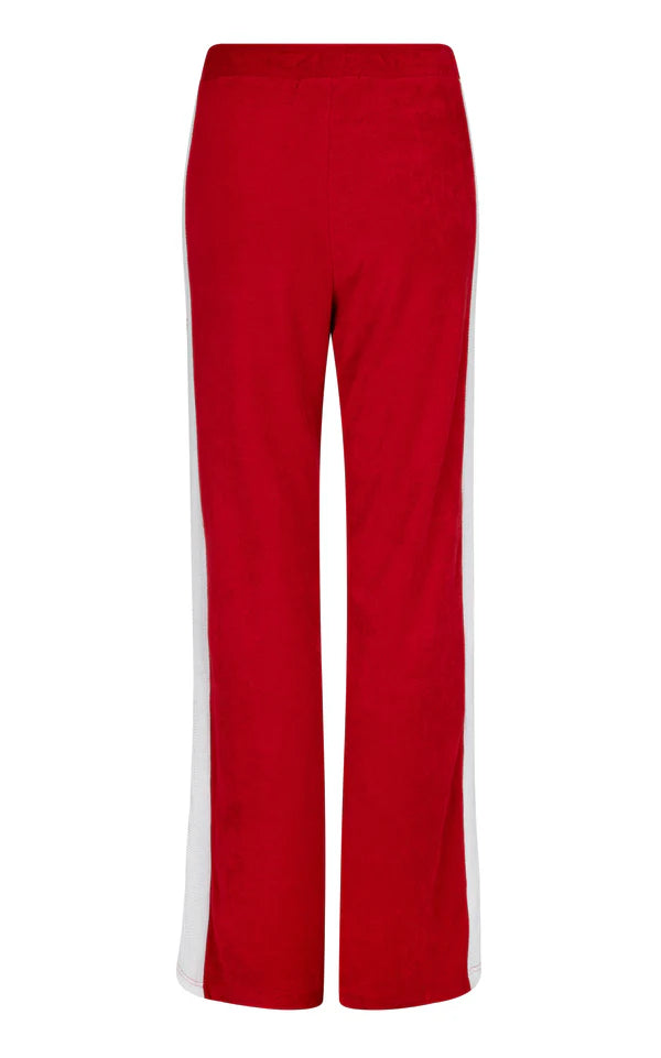 Sportif Cherry Ivory Stripe Track Pants for Women - Comfortable Running & Yoga Workout Pants - Perfect for Gym, Jogging and Lounge Wear