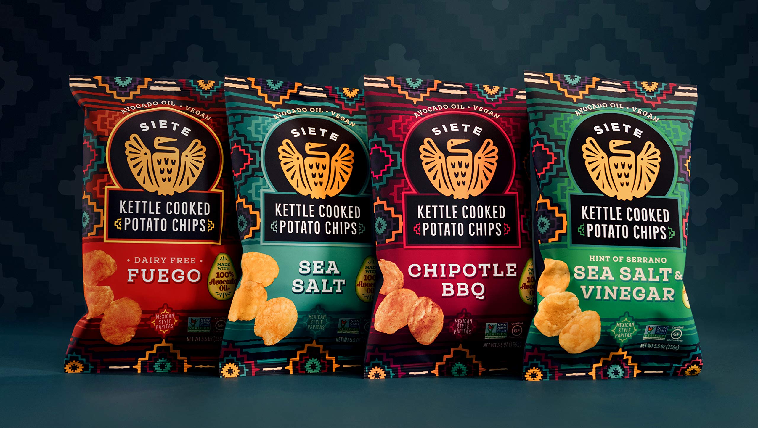 Siete Grain Free Potato Chips - Kettle Cooked, Gluten Free, Vegan, Non GMO Snacks with Sea Salt (Pack of 6) | Healthy Crunchy Snack for Parties, Road Trips & Keto Diet
