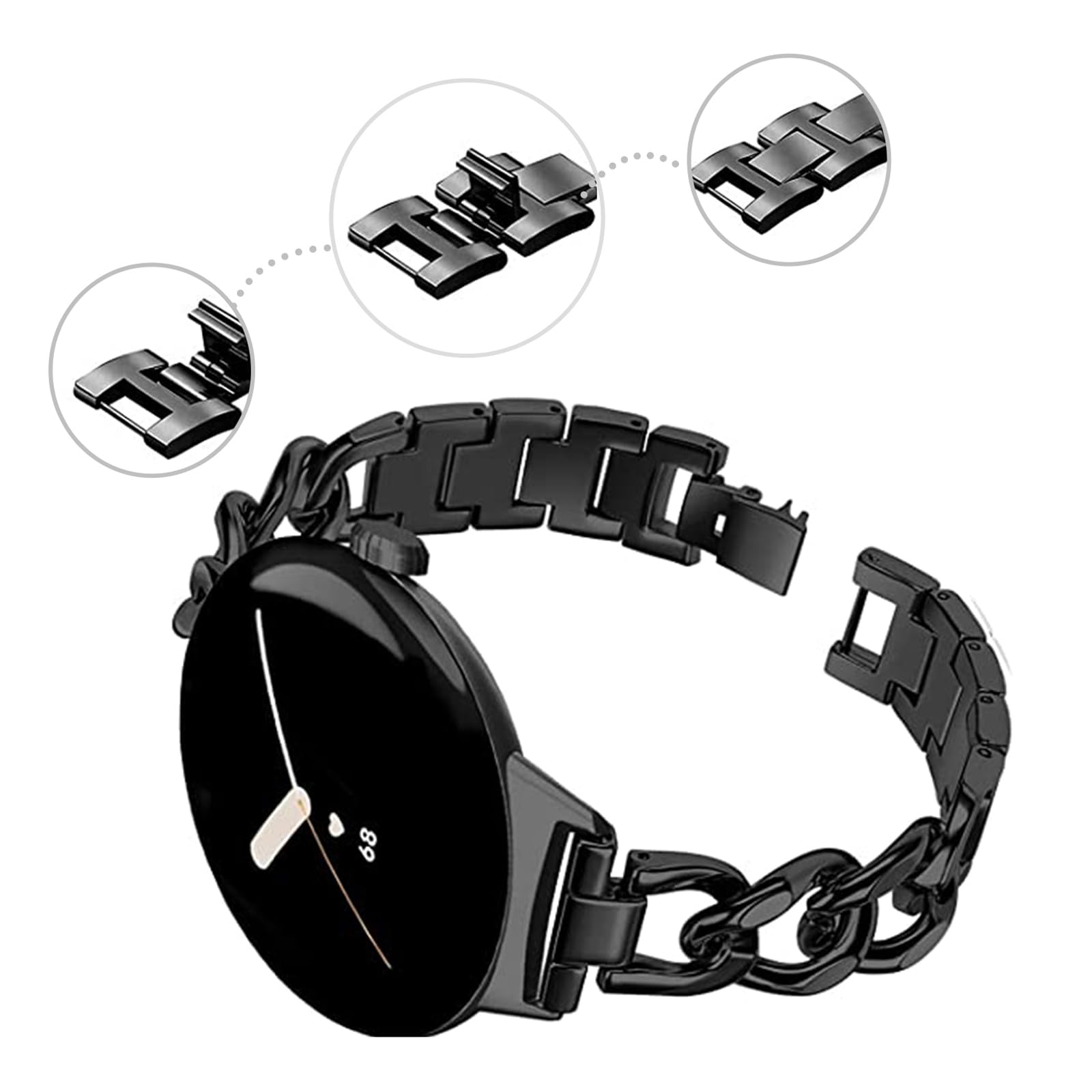 NINKI Compatible for Google Pixel Watch 3 41MM 2024/Pixel Watch 2 2023 Metal Band, Luxury Stainless Steel Strap for Pixel Watch 1 2022, Slim No Gap Jewelry Replacement Wristband for Work, Gym & Formal Occasions
