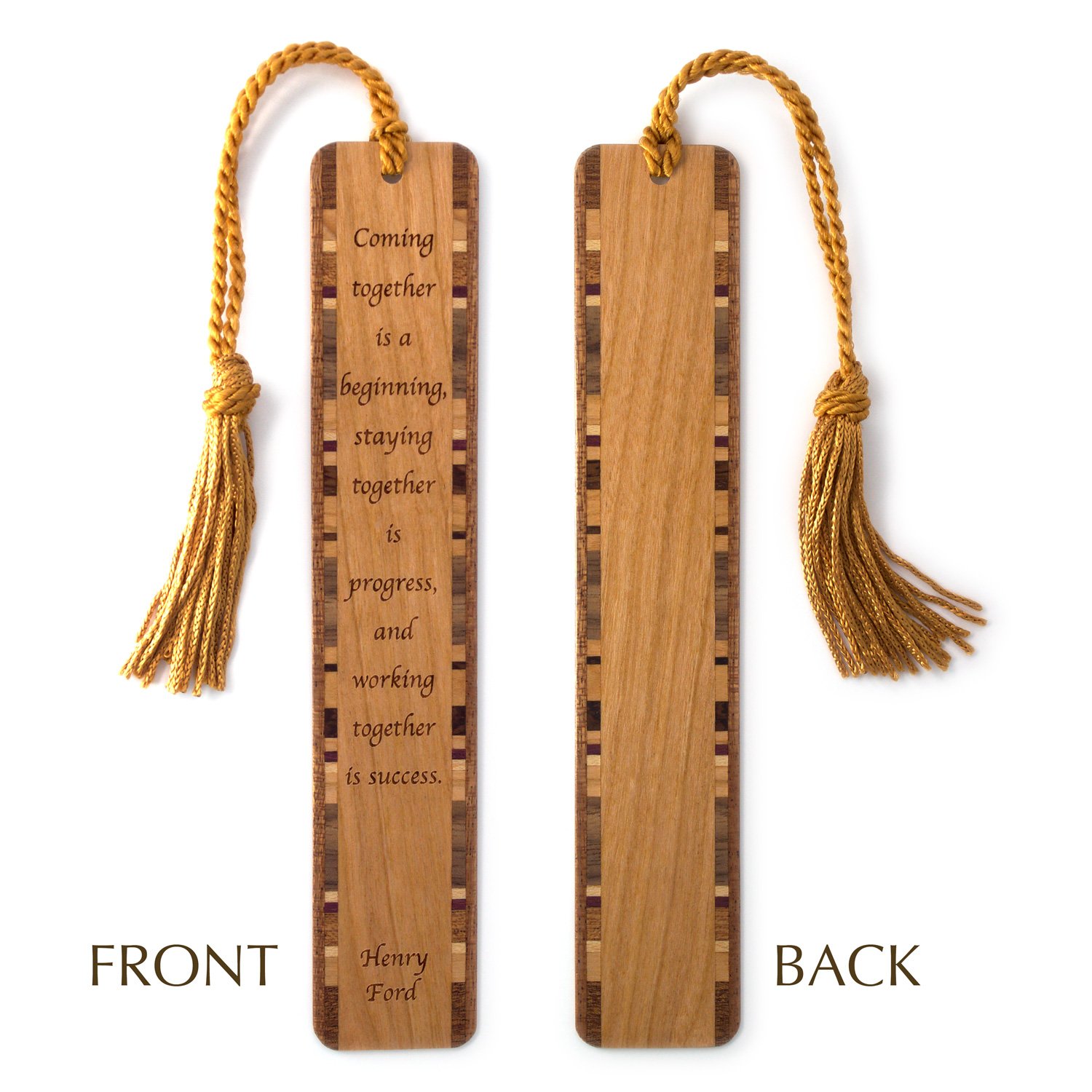 Personalized Engraved Wooden Bookmark - Inspirational 'Working Together is Success' Quote - Handmade in USA - Perfect Gift for Book Lovers, Teachers & Coworkers