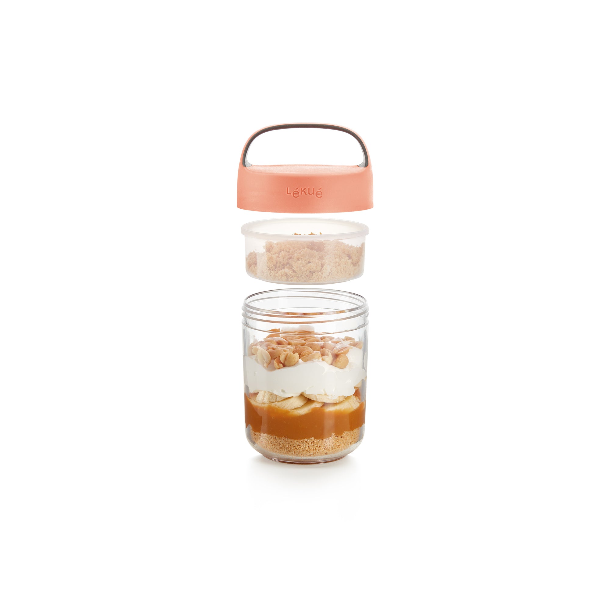 Portable 400ml Coral Glass Jar - Perfect for Food Storage, Meal Prep, and Travel Snacks
