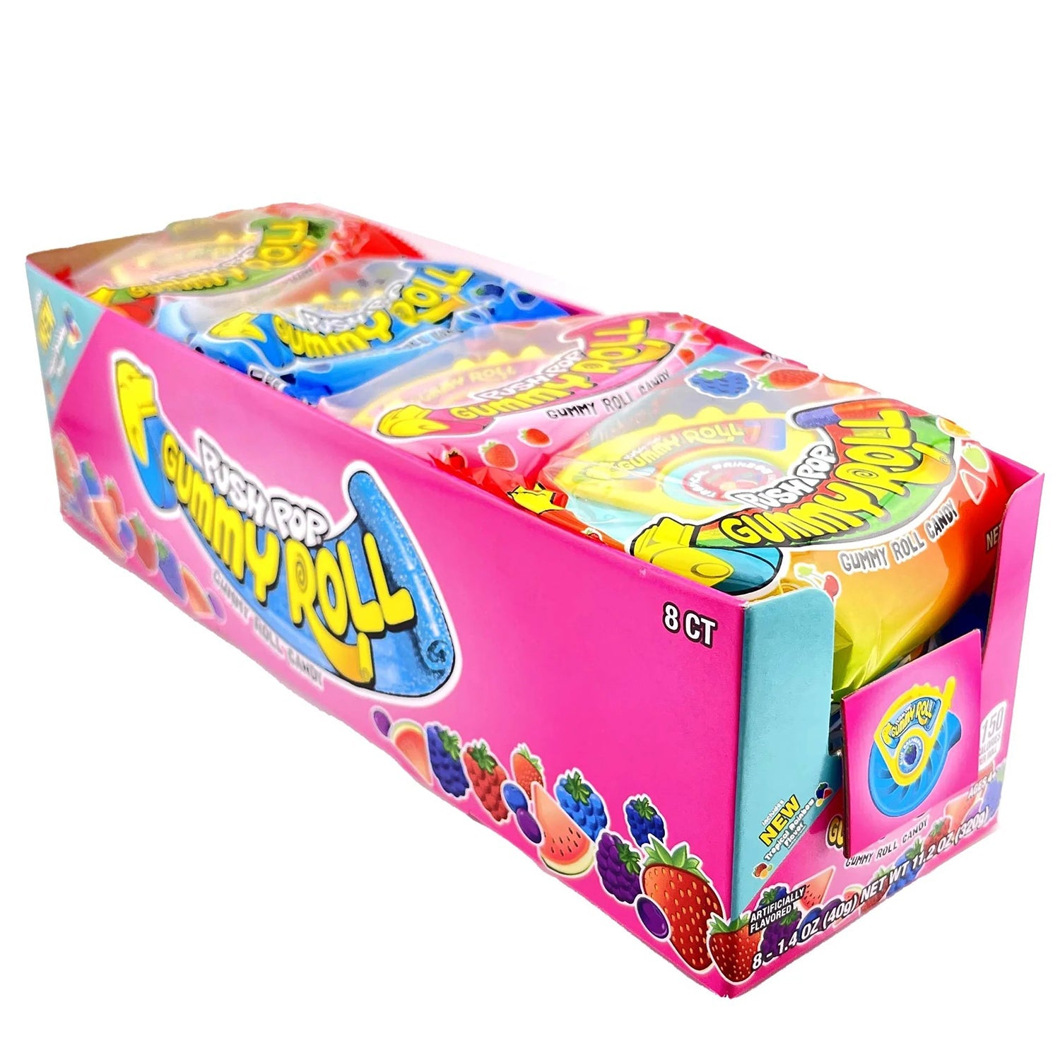 Bazooka Push Pop Gummy Candy Roll - 8 Count Box | Fun Snacks for Kids Parties, Halloween Treats & School Lunch Boxes