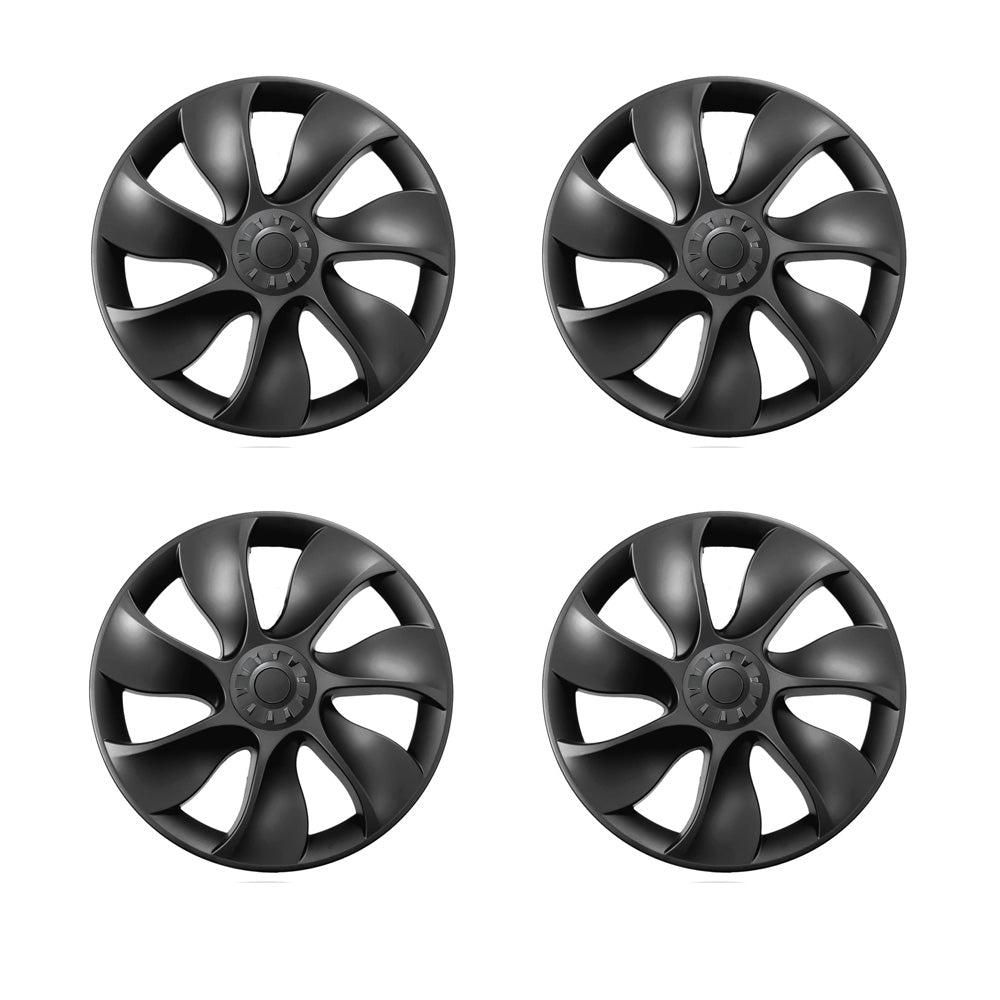 EVBASE Model Y 19-Inch Überturbine Wheel Cover Set (4PCS) - Matte Black Replacement Caps for Tesla Model Y - Enhance Style & Protection for Daily Driving & Road Trips