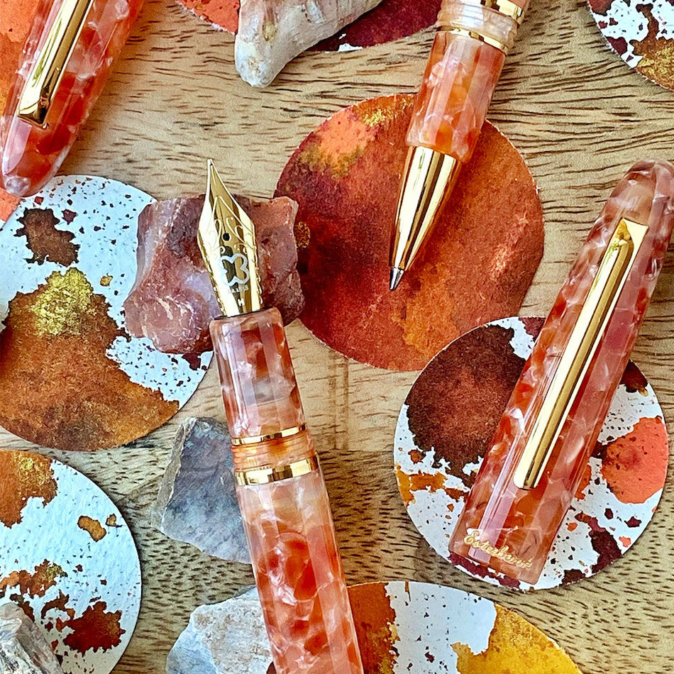 Esterbrook Estie Oversize Fountain Pen - Petrified Forest Design with Gold Trim | Premium Writing Instrument for Calligraphy, Journaling & Gift Giving