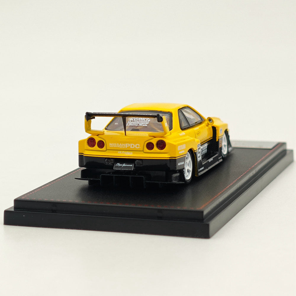 1/64 Scale Street Weapon Nissan GT-R ER34 #5 LBWK Yellow Diecast Model Car - Collectible Toy Car for Adults & Kids - Perfect for Display, Gifts, and Racing Enthusiasts