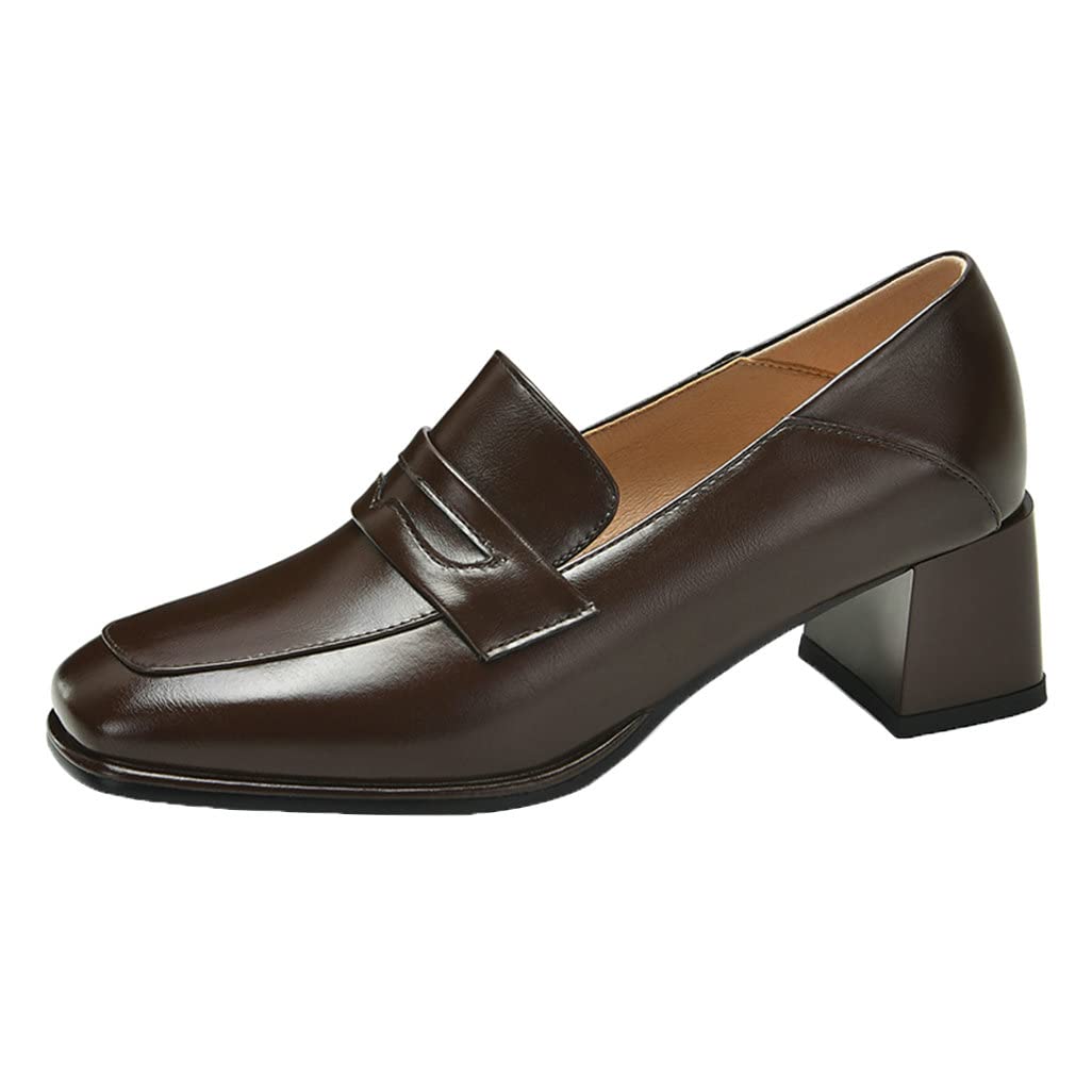 Shinelly Women's Chunky Loafers - Square Toe Block Heel Pumps with Mid Heel (2.5 Inch) - Comfortable Office Shoes for Work, Business Casual & Daily Wear