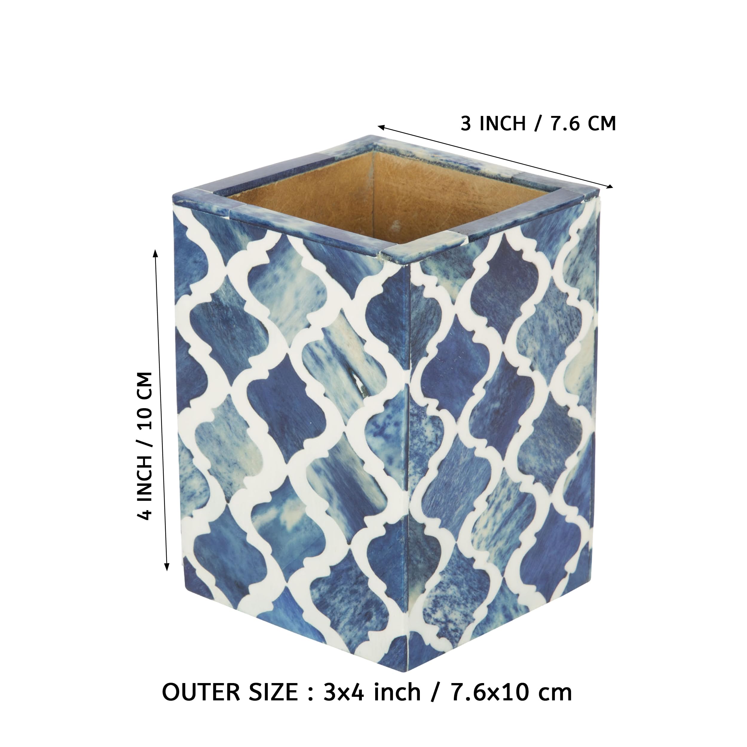 Handmade Moroccan Blue Ceramic Pen Holder & Desk Organizer - Stylish Pencil Cup for Office, Study, and Home Decor - Perfect for Writers, Students & Professionals