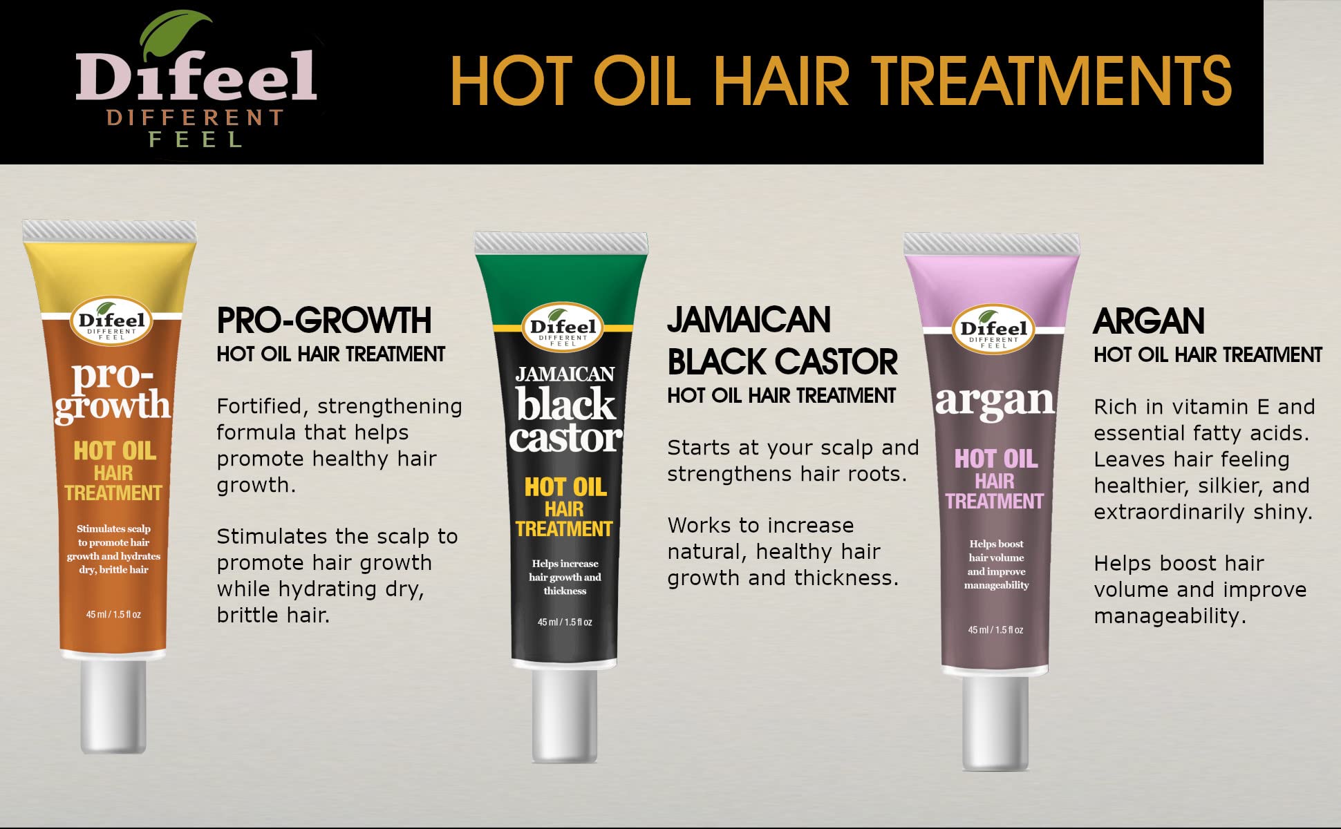 Difeel Hot Oil Hair Treatment with Castor Oil 1.5 oz - Deep Conditioning for Dry, Damaged Hair - Perfect for At-Home Spa Days & Salon-Quality Results