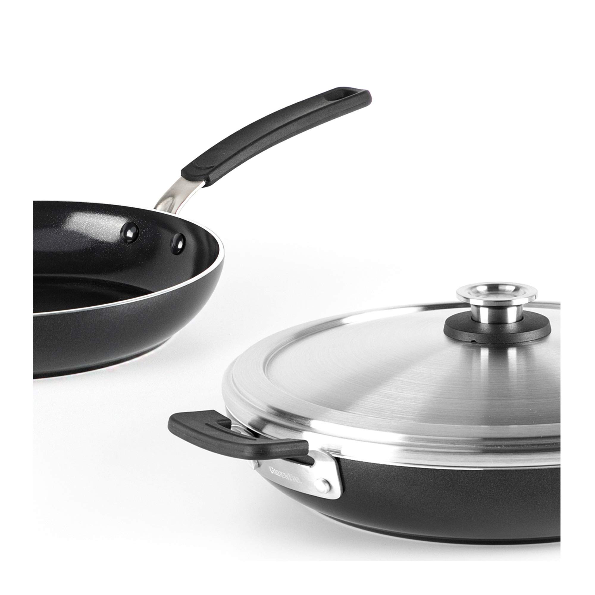 GreenPan Levels Essentials 13-Piece Nonstick Cookware Set - Ceramic Coated Pots and Pans for Healthy Cooking - Perfect for Frying, Boiling, Baking & Everyday Meal Prep in Modern Kitchens