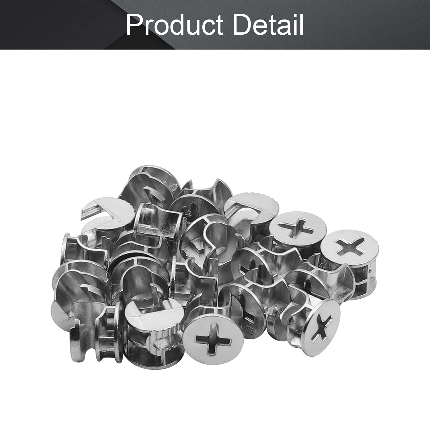 MroMax 15x12mm Silver Furniture Cam Lock Nut Connectors - 20pcs for Cabinet, Drawer, Dresser & Wardrobe Assembly - Durable Panel Fittings for Home & Office Furniture Installation