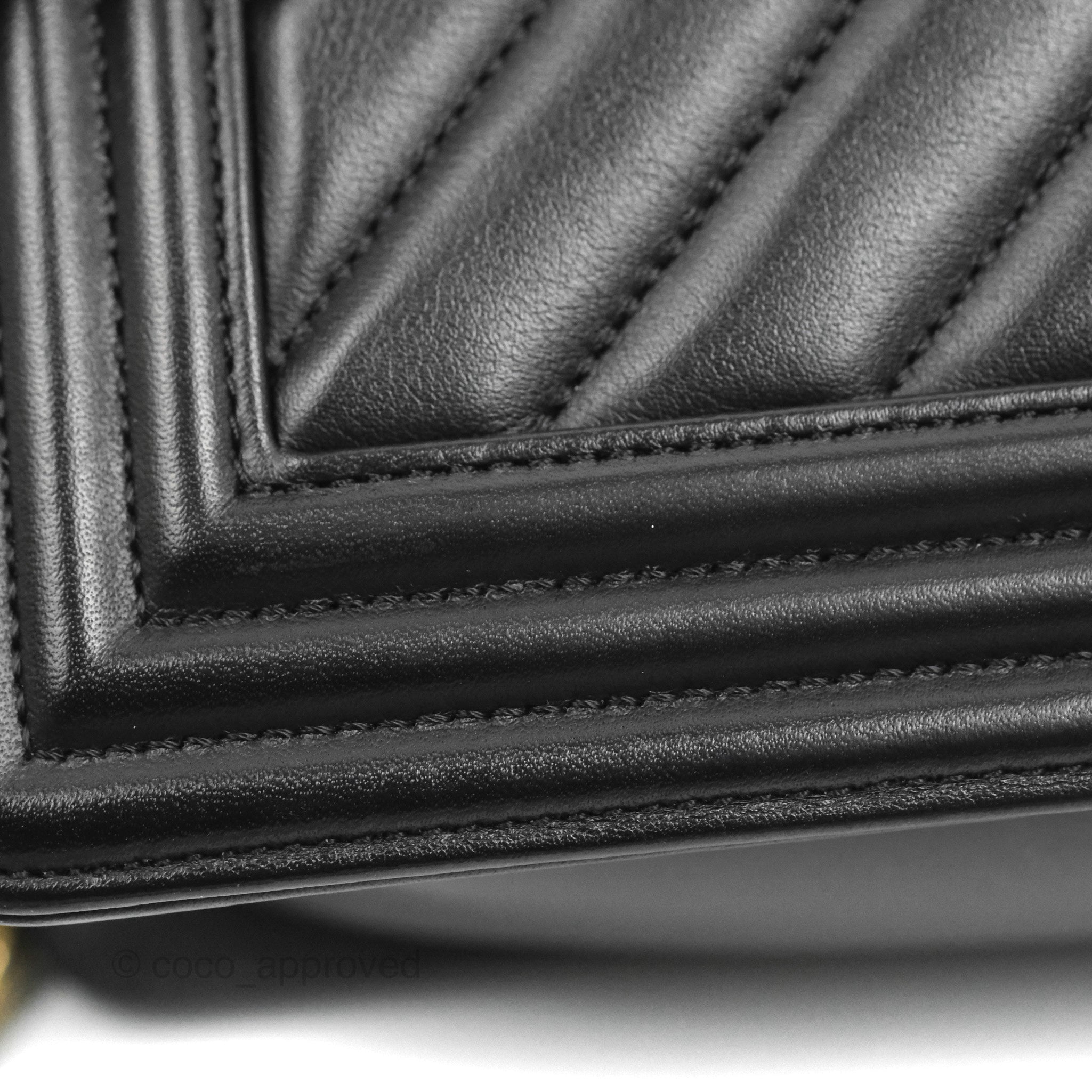 Chanel Chevron Medium Boy Bag in Black Calfskin with Aged Gold Hardware - Luxury Crossbody Purse for Women, Perfect for Evening Events & Date Nights