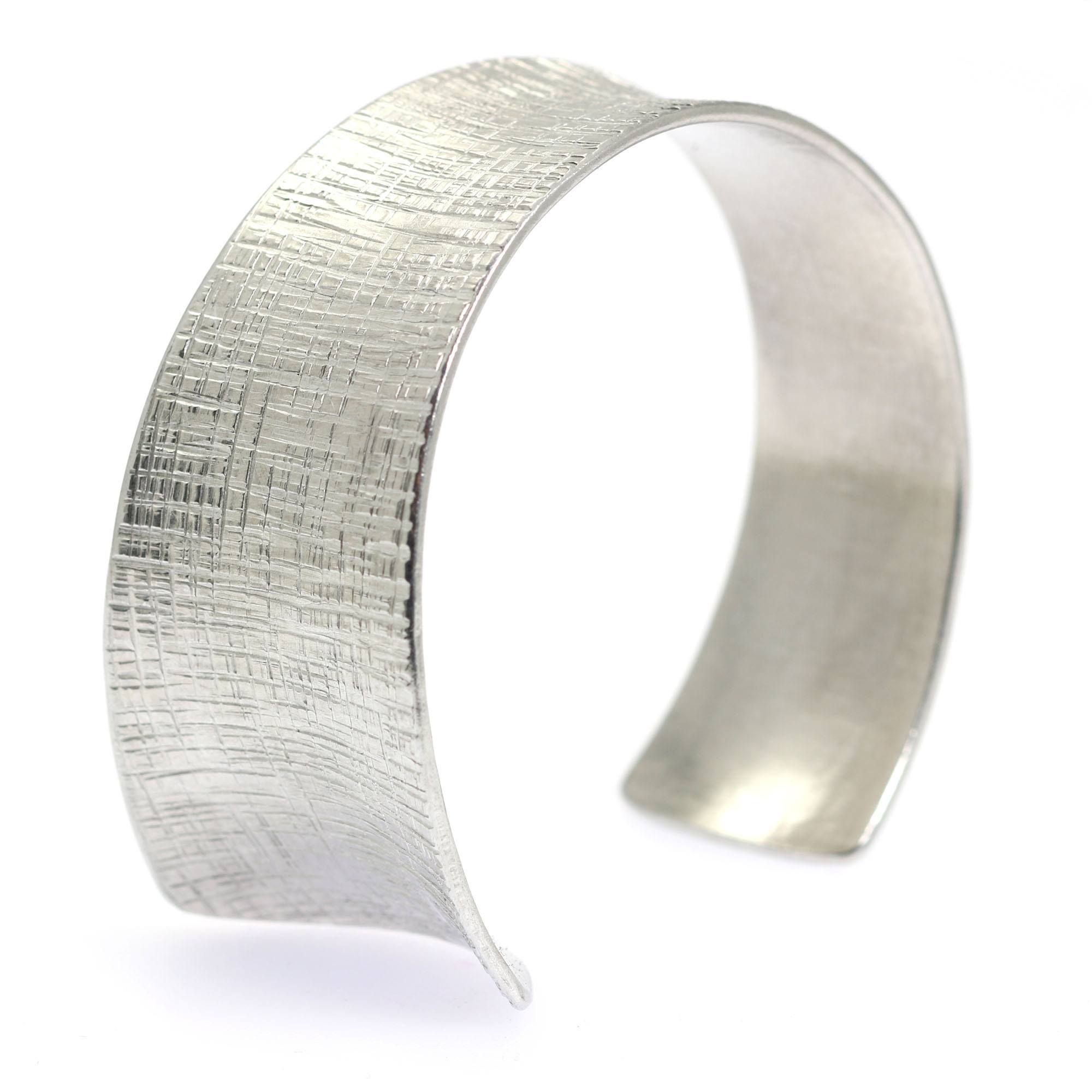Anticlastic Tapered Linen Aluminum Bangle Bracelet for Women - Minimalist Modern Jewelry for Everyday Wear & Special Occasions