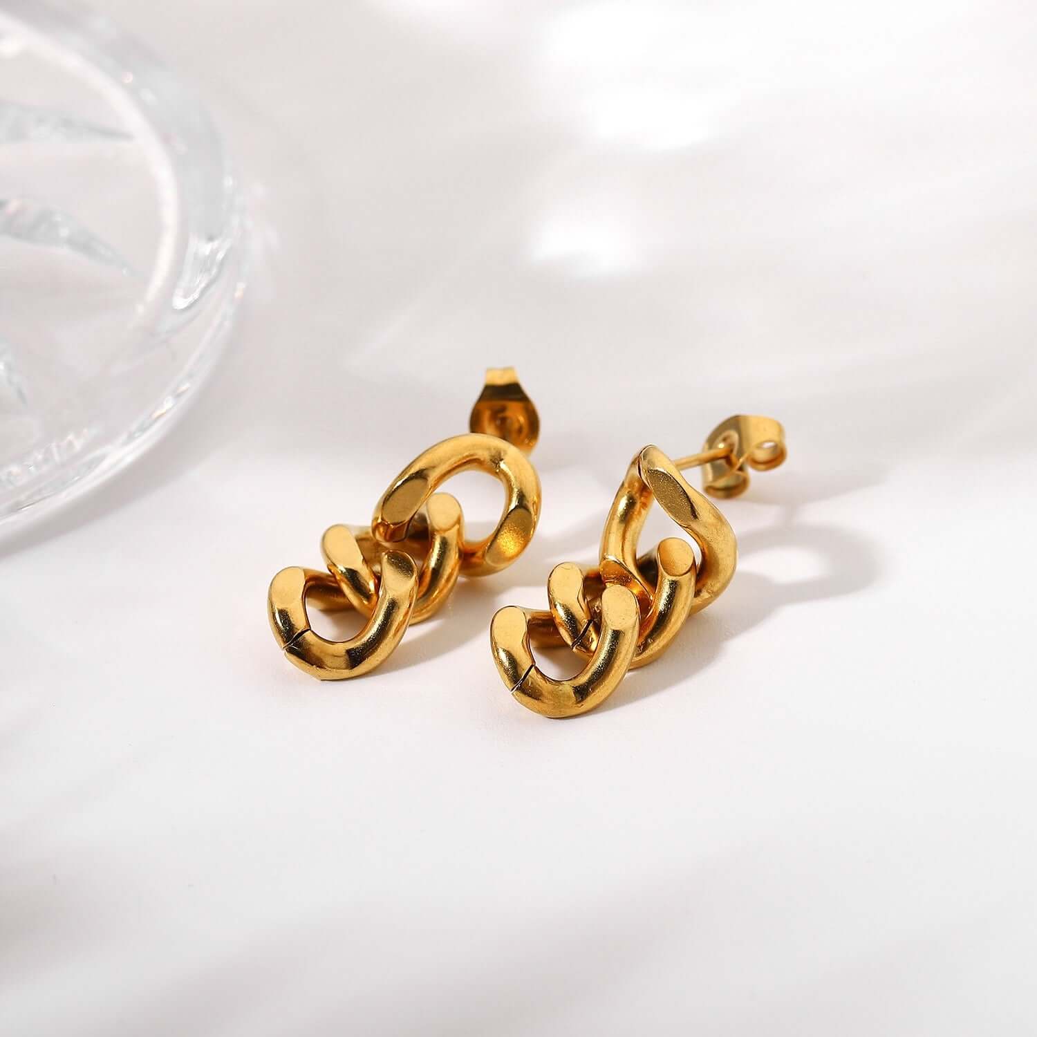 18K Gold Plated Minimalist Chain Drop Earrings for Women - Elegant Dangle Earrings for Party, Wedding & Everyday Wear | JDE684