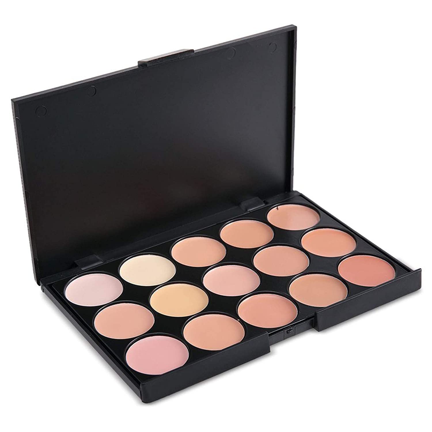 15 Color Contour Face Cream Makeup Concealer Palette with Mini Foundation Brush - Multicolor Cream Contouring Kit for Highlighting & Shading - Perfect for Professional Makeup, Bridal Looks & Everyday Beauty